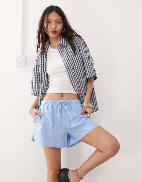 Weekday elasticated waist shorts in blue - view 1