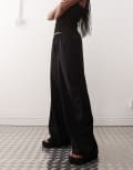 [Weekday] Weekday elasticated waist wide leg pants in black M Black