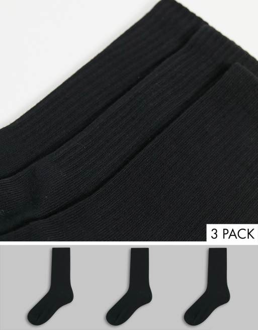 Weekday Eleven algodón 3 pack calcetines en negro - NEGRO