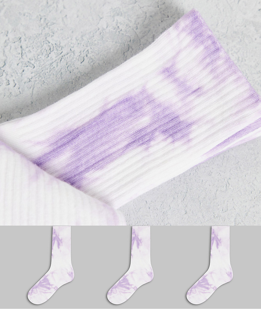 Weekday - Eleven - Set van 3 paar sokken van biologisch katoen in multi tie-dye-Veelkleurig