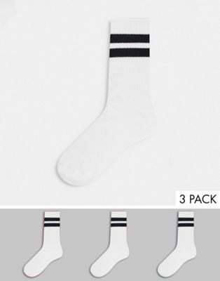Eleven Socken mit Weekday | – Weiße ASOS 3er-Pack schwarzen im – Streifen