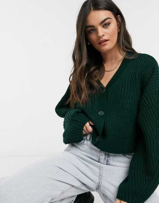 Weekday Eli cardigan in dark green | ASOS