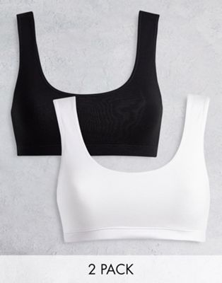 Weekday Elisa cotton soft scoop bra 2 pack - MULTI | ASOS