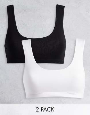 Weekday Elisa cotton soft scoop bra 2 pack - MULTI - ASOS Price Checker