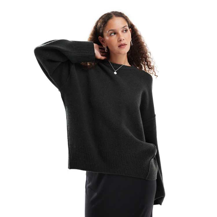 Weekday Elissa wool oversized sweater in dark green melange
