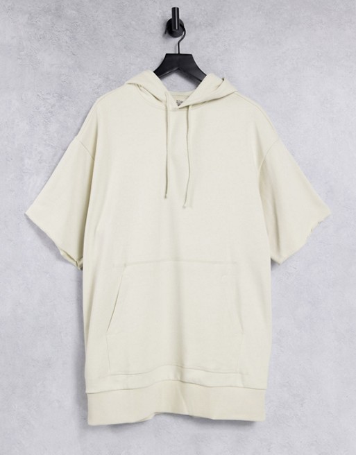 Weekday Elli cotton plant based dye sleeveless hoodie in off white - WHITE