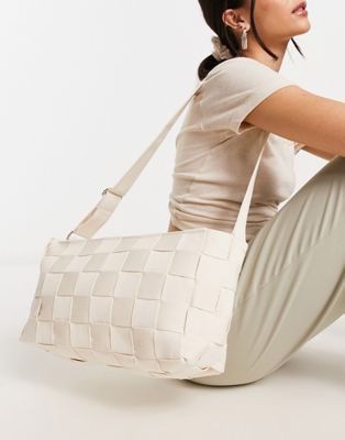 Weekday Elvira cotton shoulder bag in ecru - ASOS Price Checker