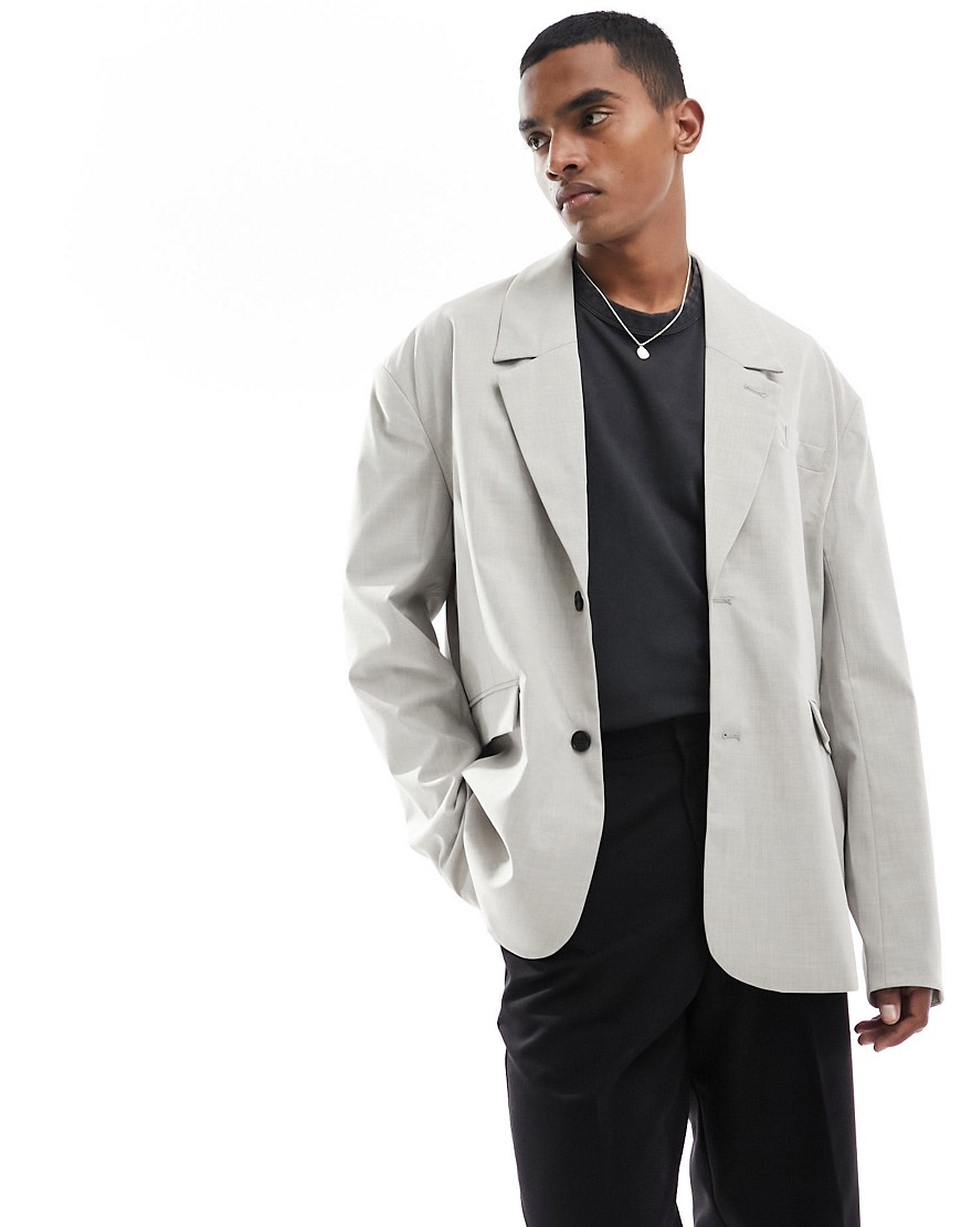 Weekday Eman oversized blazer in grey-beige melange