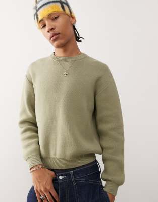 Weekday Weekday Emilio jumper in khaki-Green