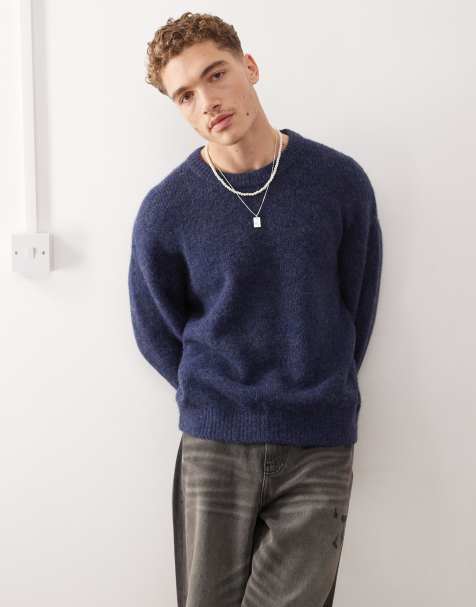 Weekday – Emilio – Pullover aus Wollmix in meliertem Marineblau - view 1