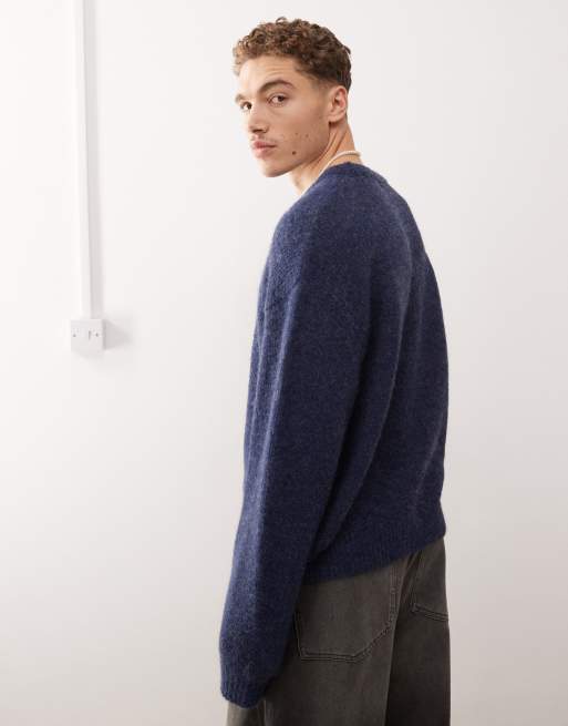 Weekday – Emilio – Pullover aus Wollmix in meliertem Marineblau