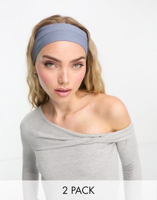 Weekday Emma wide headband 2 pack in blue and black