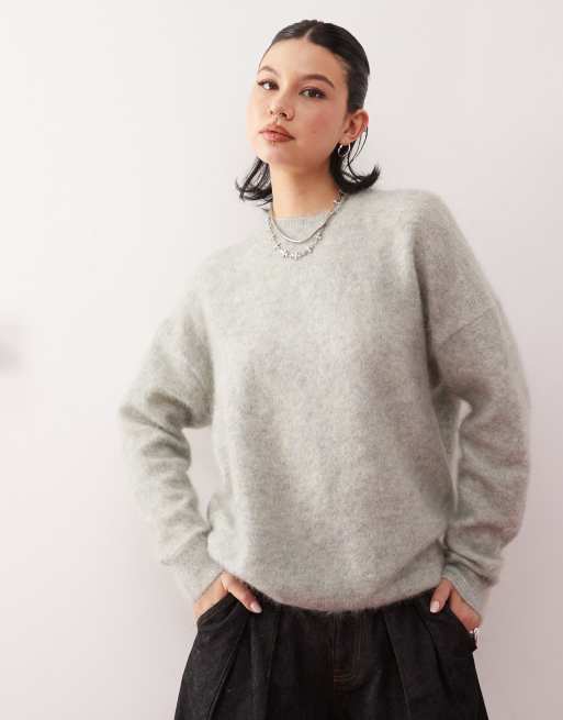 Weekday - Eneka - Premium - Trui van mohair- en wolmix in gemêleerd saliegroen
