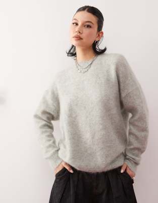 Weekday - Eneka - Pullover aus hochwertigem Mohair-Wollmix in salbeigrün meliert