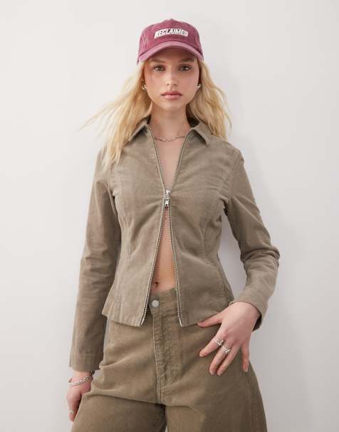 Weekday – Eng anliegende Cordjacke in Braun, Kombiteil - view 1