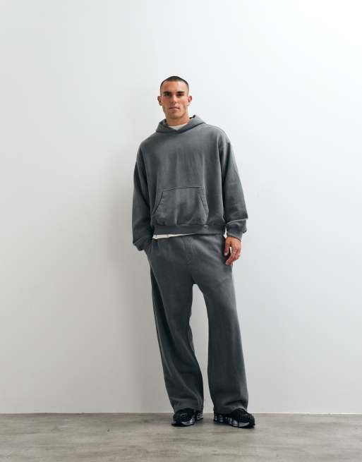 Weekday ensemble 2 pièces hoodie oversize en jersey épais gris délavé, 2 de 5