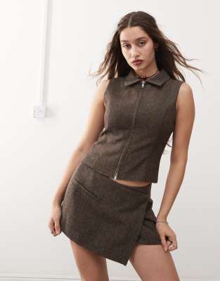 Weekday Envie Mini Skirt In Brown