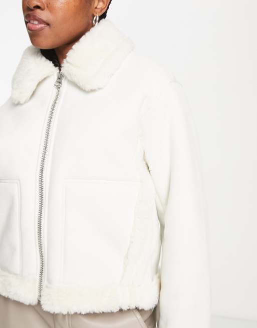 Next white cheap aviator jacket