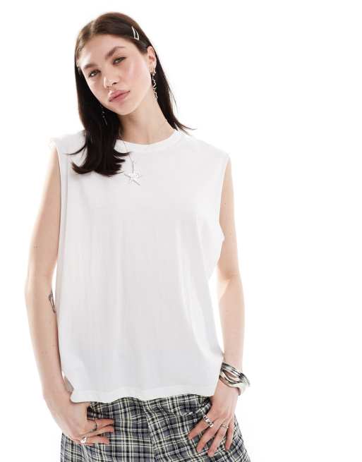 Weekday - Enzo - Mouwloze tanktop in wit