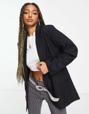 Weekday Erin oversized blazer in black - ASOS Price Checker