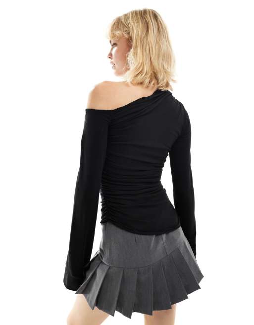 Weekday - Erin - Top a maniche lunghe asimmetrico nero, 3 di 4