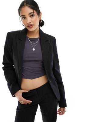 Weekday Esma co-ord dot jacquard blazer in black - ASOS Price Checker