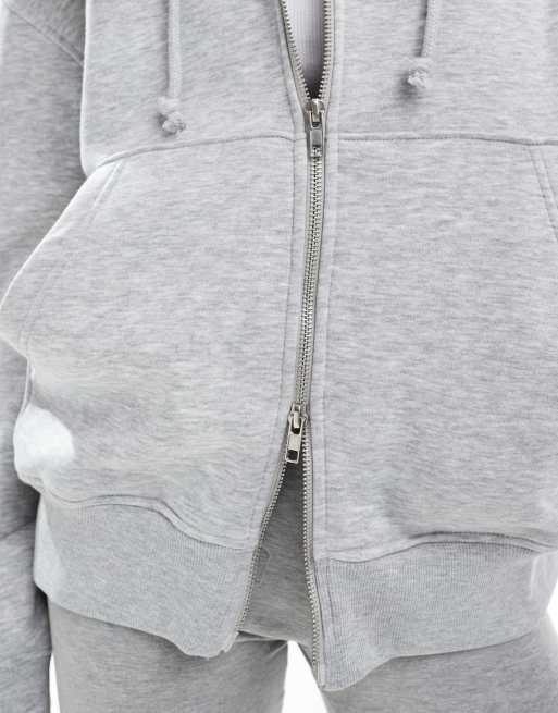 Weekday Essence boxy zip thru hoodie in gray | ASOS