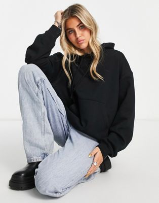 Weekday Essence hoodie in black - ASOS Price Checker