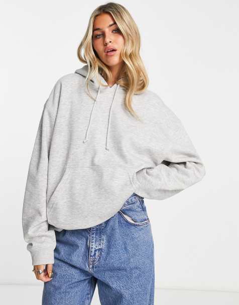 Weekday volume scuba zip up hoodie in gray melange