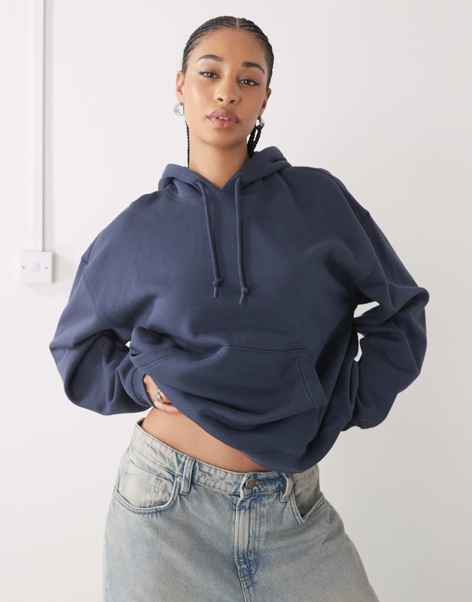 weekday essence hoodie in navy