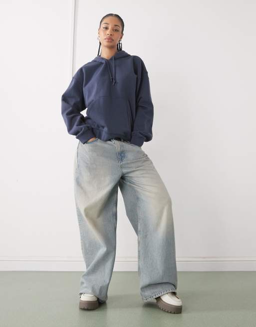 Weekday Essence hoodie in navy