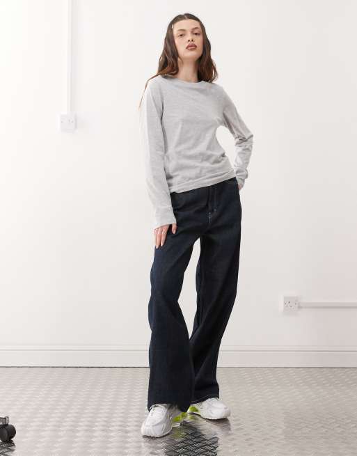 Weekday Essence long sleeve t-shirt in gray melange