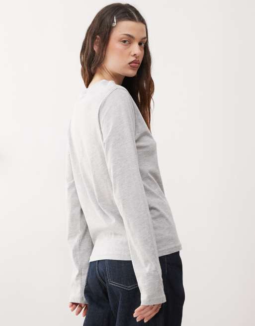 Weekday Essence long sleeve t-shirt in gray melange