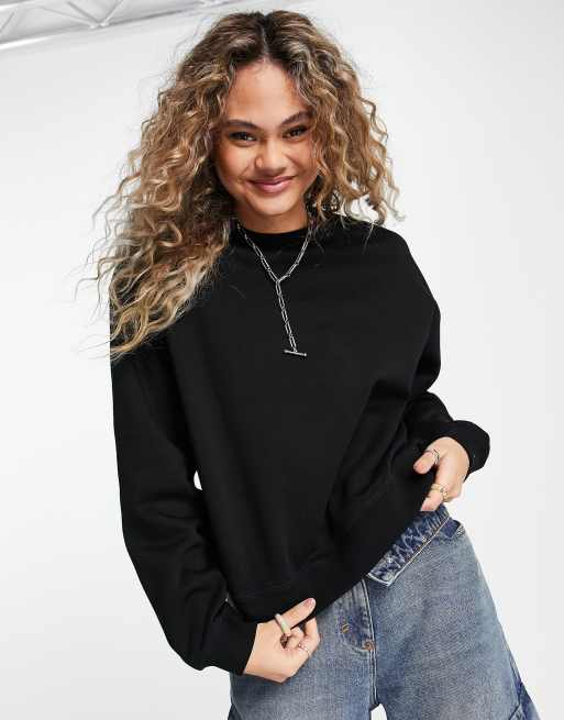 Weekday - Essence - Sort sweatshirt i bomuld
