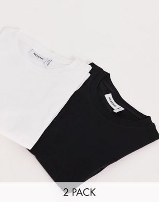 Weekday Essence Standard 2 Pack T-shirt In Black White-multi