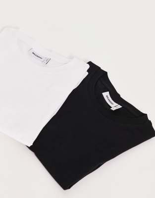 Weekday Essence Standard 2 Pack T-shirt In Black White-multi