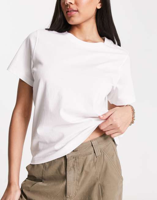 Weekday Essence standard 2 pack t-shirt in black white, 3 of 4