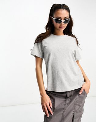 Weekday Essence standard fit t-shirt in light grey melange