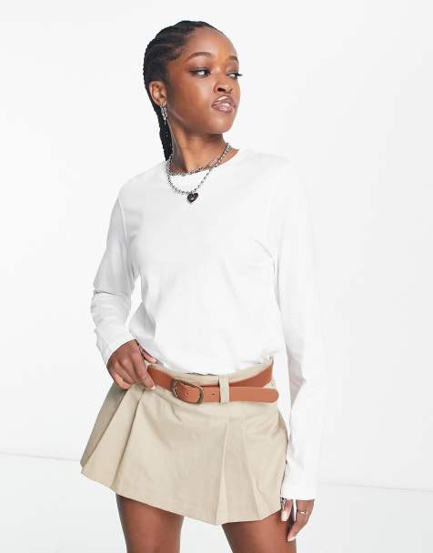 Weekday Essence standard long sleeve top in white - view 1