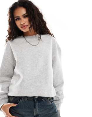 Weekday Essence Standard Sweatshirt In White In Gray