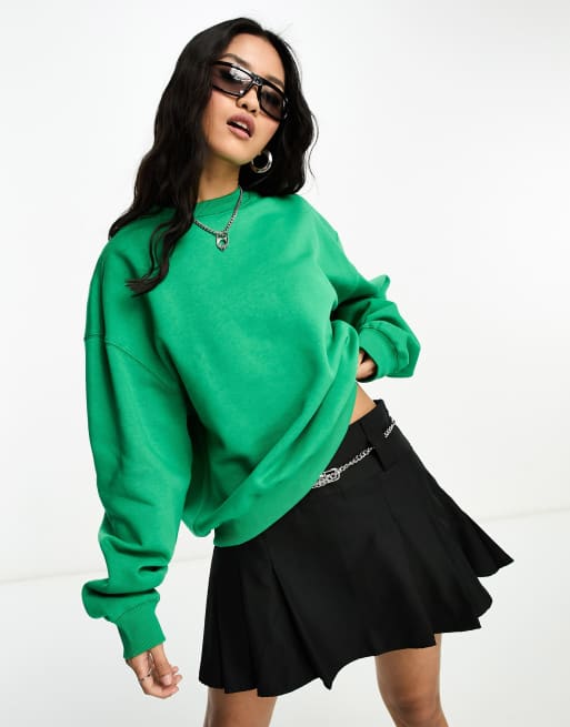 Weekday Essence standard sweatshirt in green | ASOS