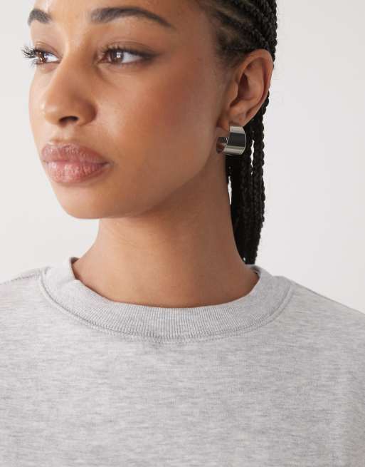 Weekday Essence standard sweatshirt in grey, 3 of 4