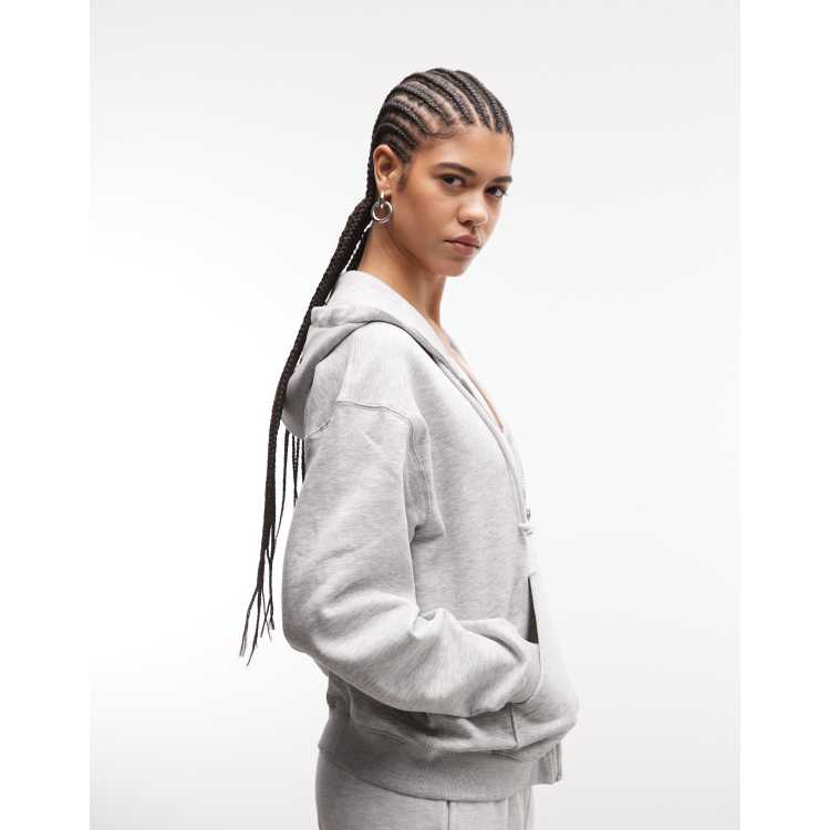 Weekday Essence standard zip hoodie in grey | ASOS