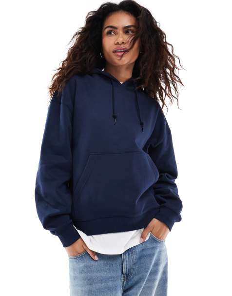 Weekday - Essence - Sweat à capuche - Bleu marine - view 1