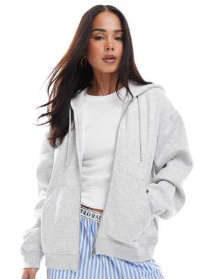 Weekday - Essence - Sweat à capuche zippé classique - Gris