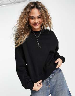 Weekday - Essence - Sweat en coton - Noir - BLACK
