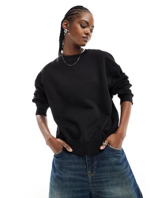 Weekday Essence sweatshirt in black  - ASOS Price Checker