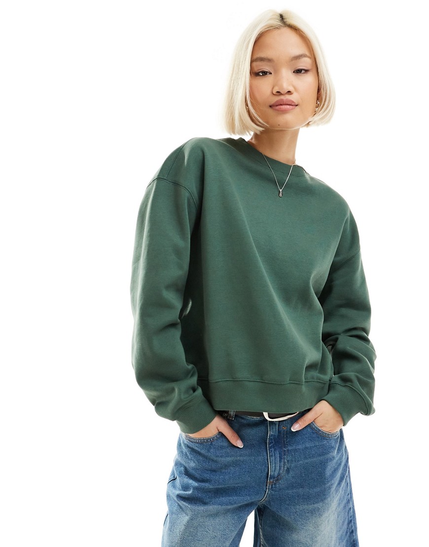 Weekday Essence sweatshirt in dark green