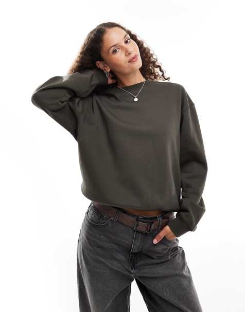 Weekday Essence sweatshirt in dark green - view 1