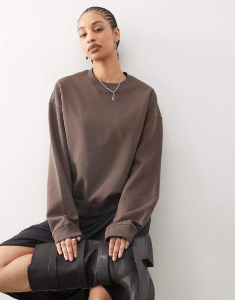 Weekday – Essence – Sweatshirt in Dunkelbraun - view 1